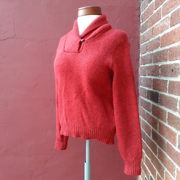 L.L. Bean Vintage 80's Shawl Neck Wool Sweater Blogger Fave Minimalist